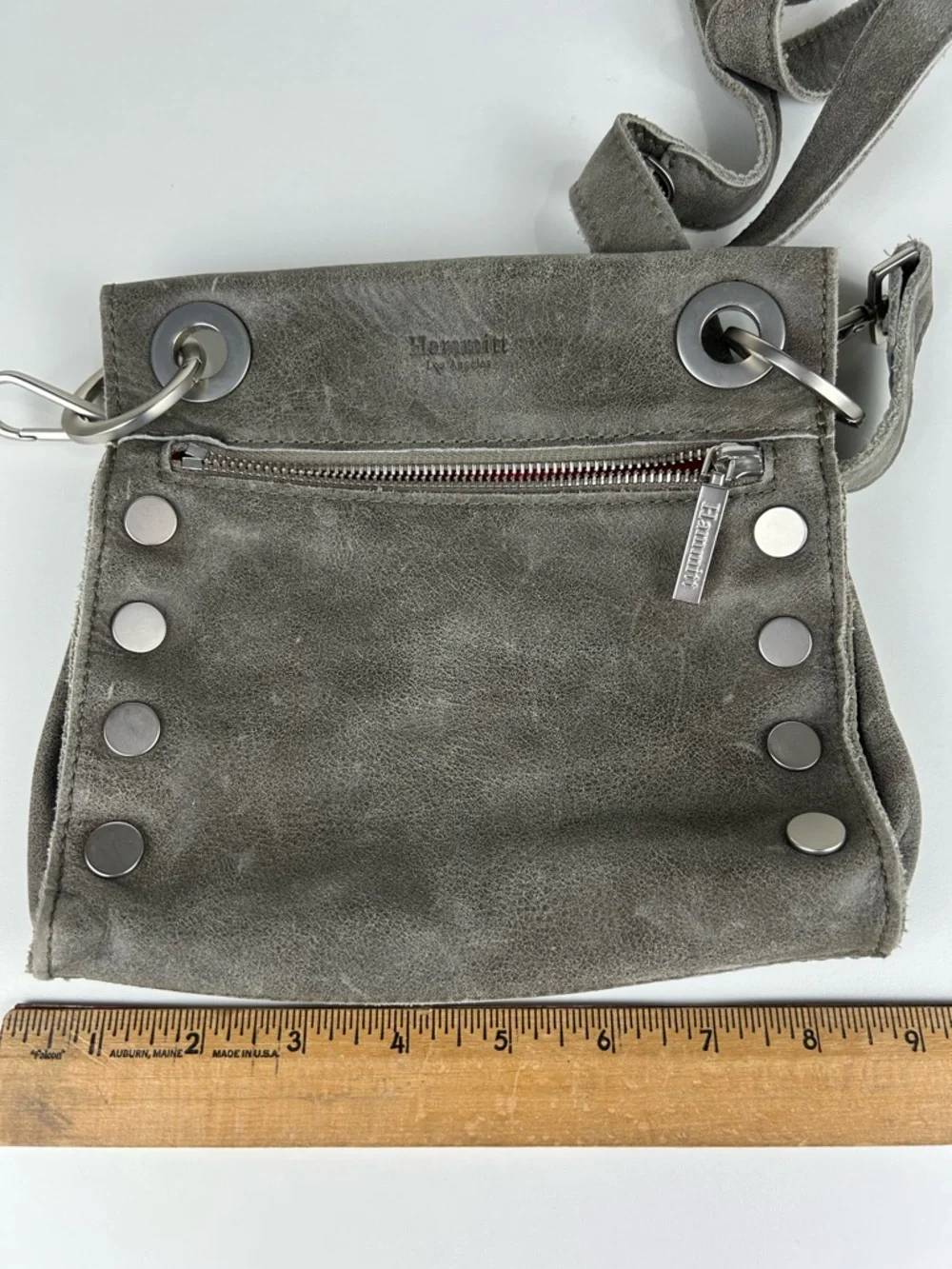 HAMMITT TONY SMALL CROSSBODY BAG PEWTER LEATHER/BRUSHED SILVER - Picture 10 of 14